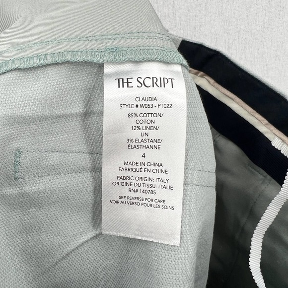 THE SCRIPT Pants Womens 4 Blue Green Claudia Cuffed Slim Leg High Rise Pistache - Picture 11 of 16